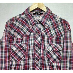Vintage Lariat Men's XL MultiColor Plaid Western Work Shirt Pearl Snaps Cowboy